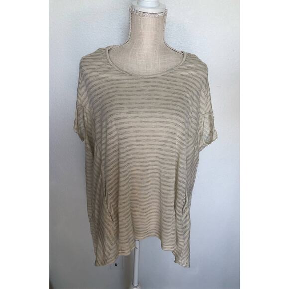 Uniq Gray Stripe Lightweight Poncho Style Top - M - Picture 1 of 4